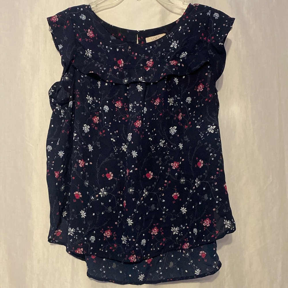 LOFT Floral Ruffle Blouse